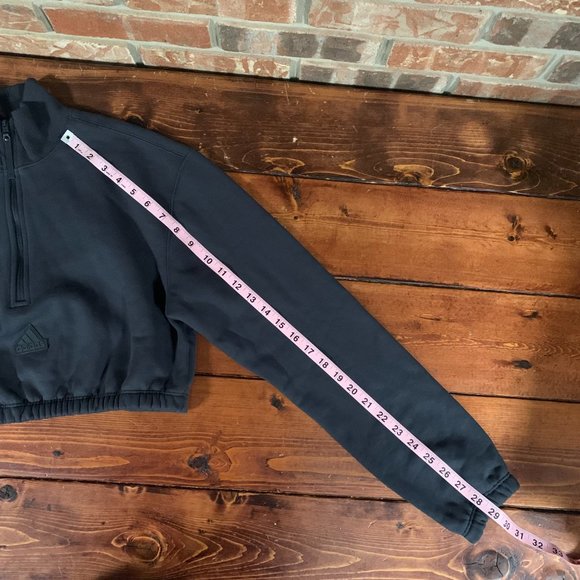 Adidas Cropped Half Zip Small Streetwear Women's Cotton Blend Sweatshirt  EUC - Picture 14 of 16